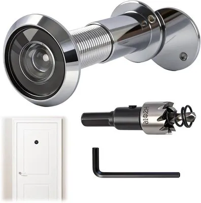 Productafbeelding van Deurspion Groothoek - Veiligheidspion Inkijk - Entree Bewaken - 200 Graden Zichtveld - 35-60 mm Deurdikte - Messing