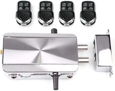 Immagine prodotto di Serratura elettronica per porte con telecomando, kit di controllo accessi senza chiave e quattro trasmettitori