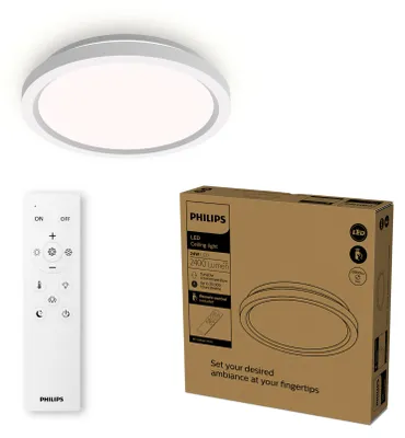 Image de Philips 24W plafonnier avec télécommande, 1 ampoule, LED, IP20, Blanc