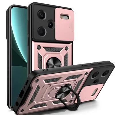 Produktbild von Outdoor Panzer Hülle Xiaomi Redmi Note 13 Pro+ Handyhülle Kameraschutz Ringhalte Rosegold