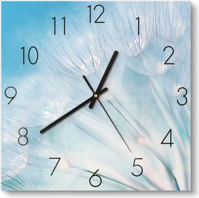 Produktbild von DEQORI Glasuhr 30x30 cm Zahlen 'Blühender Löwenzahn' Wanduhr Glas Uhr Design leise