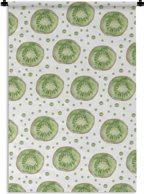 Produktbild von MuchoWow® Wandteppich Wandbehang Kiwi - Aquarell - Muster 90x135 cm Tapisserie Dekoration Wandtuch - Baumwolle - Wandskulptur