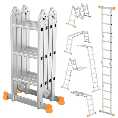 Produktbild von Mehrzweckleiter Multifunktionsleiter Klappleiter Teleskopleiter A-Rahmenleiter 4x3 358cm Anlegeleiter Stehleiter Haushaltsleiter Aluleiter