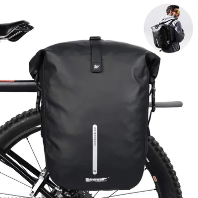 Obrázok produktu pre Vodotesná zadná brašňa na bicykel, objem 20 litrov, s rolľovacím uzáverom, čierna, s popruhom cez rameno