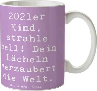 Produktbild von Mr. & Mrs. Panda Kaffeetasse Spruch 2021 Geburtstag - Lavendeltraum - Geschenk, Keramiktasse, Teetasse, Geburt, Happy Birthday, Geburtstagsgeschenk, Alter, Becher