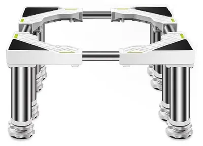 Image de Support réglable en hauteur pour machine à laver, de 10 à 25 cm, de 45 à 65 cm, en acier inoxydable/polypropylène, capacité jusqu'à 300 kg