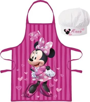 Zdjęcie produktu dla Fartuch dziewczęcy z czapką Minnie i serduszka