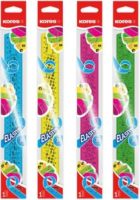 Zdjęcie produktu dla Linijka płaska Kores LIN42160 elastyczna, 300 mm, wykonana z tworzywa sztucznego, niełamliwa