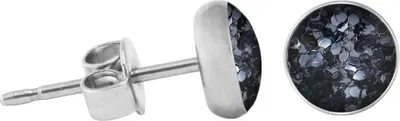 Produktbild von 925 Sterling Silber Ohrstecker Glitterline in verschiedenen Farben und Größen Farbe - Schwarz Größe - 10 mm