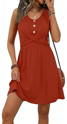 Imagen del producto de Solidchoice - Vestido de verano sin mangas para mujer, con cuello en V y largo hasta la rodilla