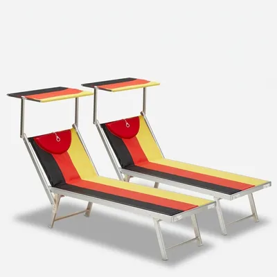 Produktbild von 2er Set professionelle Liegestühle Strandliegen Sonnenliegen aus  Aluminium für den Strand Santorini Europe - Deutschland