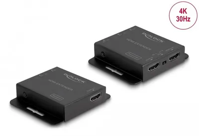 Produktbild von DeLOCK HDMI Extender Set über Cat.6 Kabel 4K 30 Hz, 3840 x 2160 Pixel, AV-Sender & -Empfänger, 70 m, Kabelgebunden, Schwarz