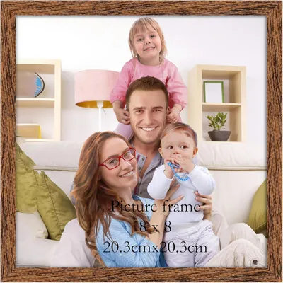 Image de Cadre photo en bois imitation noyer, dimensions 20x20 cm, avec texture bois, idéal pour les photos carrées, à poser sur une table ou à accrocher au mur