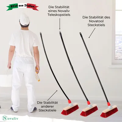 Produktbild von Novaliv 2x Wasserabzieher Boden mit Stiel 60 cm Wasserschieber Dusche Bodenabzieher Gummiabzieher Auto Fenster Pool Badabzieher Dusche Metall XXL breit Fliesen Wasserabzieher Terasse Boden