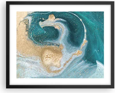 Produktbild von Gerahmtes Poster - Schwarzer Rahmen - Golden Türkis Hintergrund - 50x40 cm - Wand Bild - Wanddeko - Wandbilder - Kunstposter - Wandposter - Bilderrahmen - Bilder - Kunstdruck - P2BAA50x40-4969