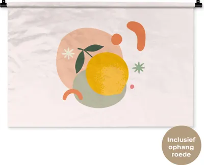 Produktbild von MuchoWow® Wandteppich Wandbehang Zitrone - Obst - Pastell 90x60 cm Tapisserie Dekoration Wandtuch - Wandskulpturen - Bildteppich