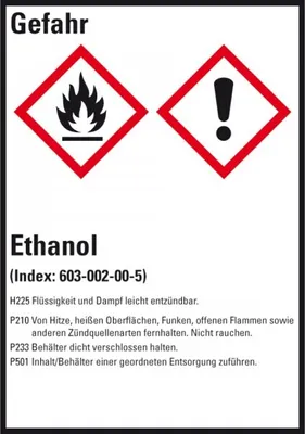 Produktbild von Dreifke® Aufkleber I GHS-Etikett Ethanol, GefStoffV/GHS/CLP, Folie, selbstkle...
