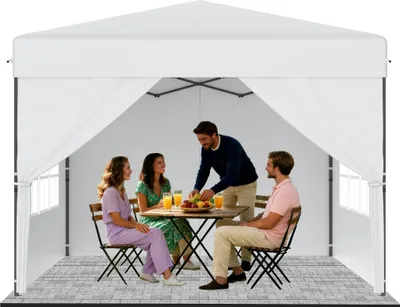 Image de Tente pop-up ACXIN 3 x 3 m, montage rapide à un bouton, tente pliable pour fêtes et jardin, imperméable et résistante aux UV, avec 4 parois latérales, sac de transport inclus – Blanc