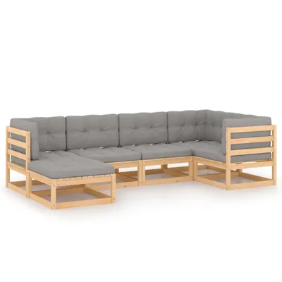 Immagine prodotto di Set da giardino 6 pezzi con cuscini, in legno massello di pino, vidaXL