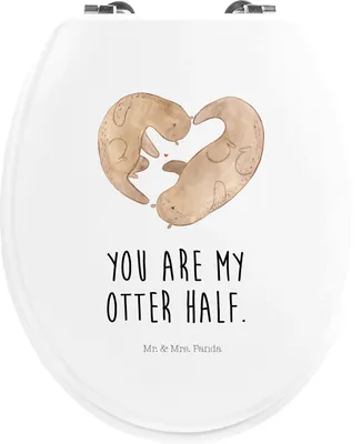 Produktbild von Mr. & Mrs. Panda Klo-Deckel Otter Herz - Weiß - Geschenk, WC Brille, Toilettendeckel, klo deckel, Liebe, Hochzeitstag, Klodeckel, WC-Sitz