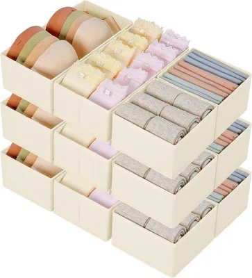 Produktbild von DIMJ Schubladen Organizer Set für Kleiderschrank - Faltbare Stoffboxen, 12-teilig