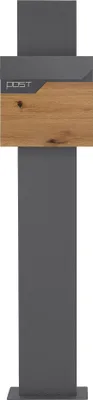 Obrázek produktu pro Poštovní schránka ML-Design s přihrádkou na noviny, 37x37x11 cm, vzhled antracit/dřevo, včetně stojanu