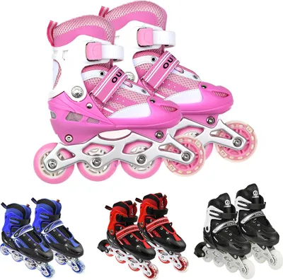 Produktbild von Dazhom® Inlineskates Rollschuhe Schlittschuhe Verstellbar Inline Skates Rosa Größe 31-34