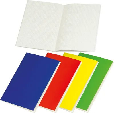 Produktbild von 4x Notizbuch / Notizheft DIN A5 / 100 karierte Seiten / je1x blau,rot,gelb,grün