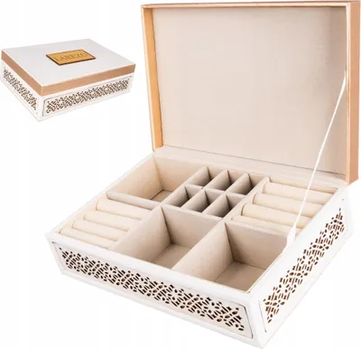 Immagine prodotto di Elegante portagioie, grande, beige, ecopelle, traforato, spazioso