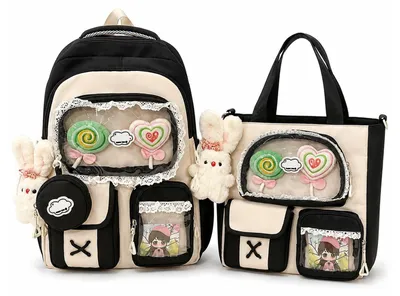 Produktbild von Rucksack für die Schule im Kawaii-Stil mit integriertem, übersichtlichen Sichtfach