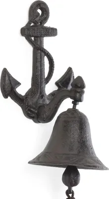 Image de Moritz Cloche de porte Bateau Ancre Maritime Cloche murale Décoration de jardin Fonte Rustique Style Antique Design Rétro Sonnette