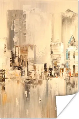 Produktbild von MuchoWow® Poster Gemälde - Öl - Abstrakt - Skyline 120x180 cm - Kunstposter