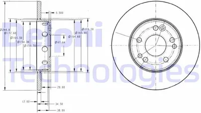 Produktbild von 2x DELPHI Bremsscheibe BG2314 passend für MERCEDES-BENZ Stufenheck (W124) 46 5mm