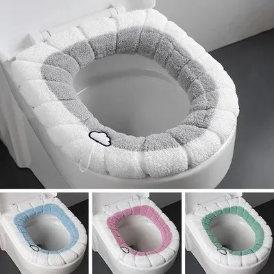 Productafbeelding van Unyqoos® 4-delige set wasbare, zachte toilettenzittinghoezen van fleece – zacht en warm, volledig omsluitend, zit stevig, hygiënisch