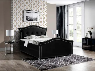 Obrázek produktu pro Kontinentální manželská postel 160x200 VARIEL 2 - černá + topper