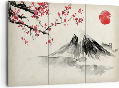 Produktbild von Bild auf Leinwand - Leinwandbild - 3 Teile - Aquarell asiatisch Landschaft - 165x110cm - Wand Bild - Wanddeko - Wandbilder - Leinwanddruck - Bilder - Wanddekoration - Leinwand bilder - CE165x110-4513