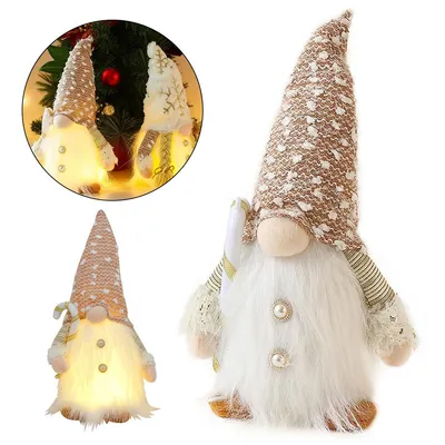 Produktbild von 2 Stück LED Weihnachtswichtel mit Timer, Skandinavische Wichtelfiguren, Beleuchtete Weihnachtsdeko, Groß Stehend für Frauen & Männer