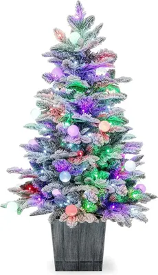 Immagine prodotto di Albero di Natale artificiale - Preilluminato a LED - 100 cm - 80 LED multicolori - 148 punte dei rami - Verde