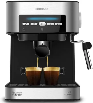Immagine prodotto di Macchina da caffè Cecotec Power Espresso 20 Matic. per 1-2 tazze, 20 bar, 1'5 L, portafiltro con doppio beccuccio, ugello per montare il latte, portabicchieri, 850 W, acciaio inox