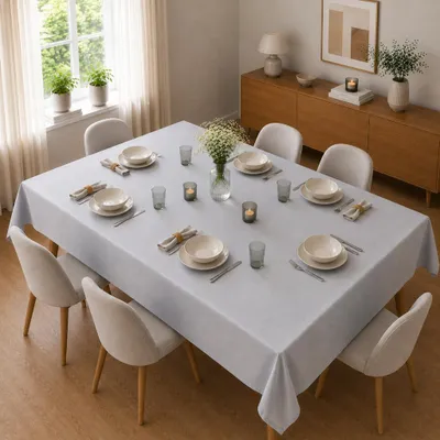 Immagine prodotto di Tovaglia 130 x 250 cm per tavolo da cucina e da pranzo in grigio chiaro