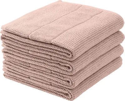 Produktbild von Schiesser Handtuchset Turin | Frottier | 4-teilig | Reiskornoptik | 100% Baumwolle | flauschig, saugstark, farbecht  | Kordelaufhänger | 50x100cm |  Hellrosa