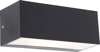 Produktbild von Qazqa Modern außen Wandleuchte, Außenlampe, Wandlampe für den Garten - Houks - Schwarz, max. 15W, Geeignet für LED, 23cm, IP54, Rechteckig