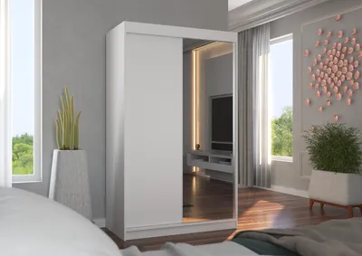 Obrázek produktu pro Šatní skříň s posuvnými dveřmi 120 cm EABRIA - bílá