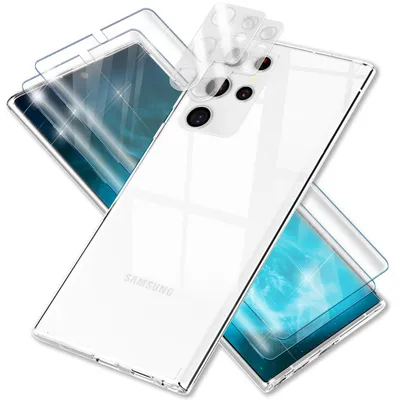 Immagine prodotto di Custodia trasparente per Samsung Galaxy S23 Ultra, protezione 2x display/telecamera, trasparente