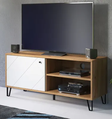 Produktbild von trendteam Wohnen TV podstavec Touch Artisan dub melamin/bílá matná hluboká kresba 123 x 56 x 40 cm