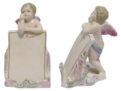 Produktbild von Paar Ständer Speisekarte Porzellan Engel Replikat Retro Design Dekoration
