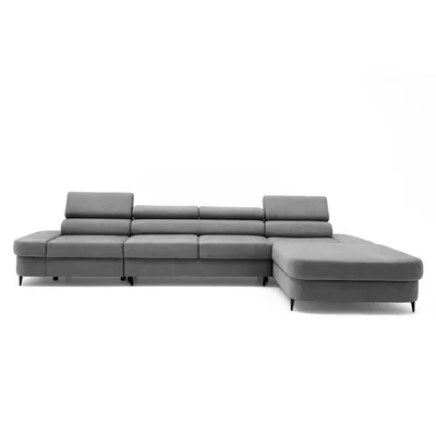 Produktbild von MUFFO Ecksofa JAZZ MAXI Rechts mit Schlaffunktion 125x195 Velours Dunkelgrau