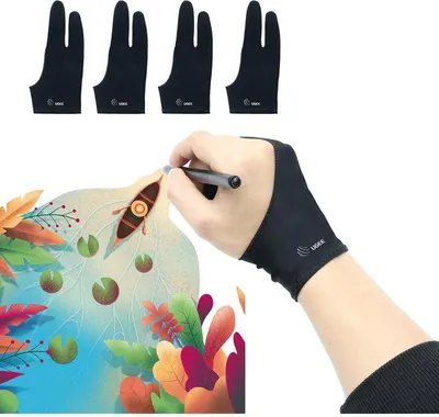 Produktbild von Zeichenhandschuhe 4 Stück Zwei-Finger-Design für Grafiktabletts Reibungsreduzierung