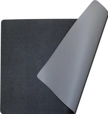 Produktbild von 4er Set Platzsets - Abwaschbar - Lederlook - Kunstleder - Rechteckig - Doppelseitig - Tischsets - Platzdeckchen -Schwarz & Hellgrau - 30x43cm