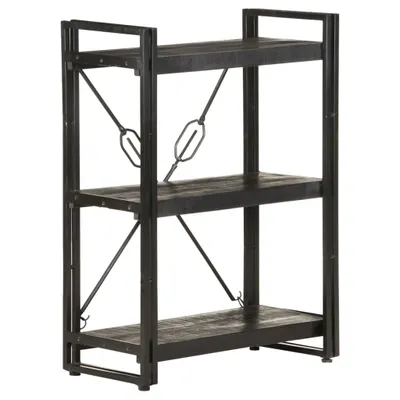 Produktbild von The Living Store Bücherregal 3 Fächer Schwarz 60x30x80 cm Mango Massivholz